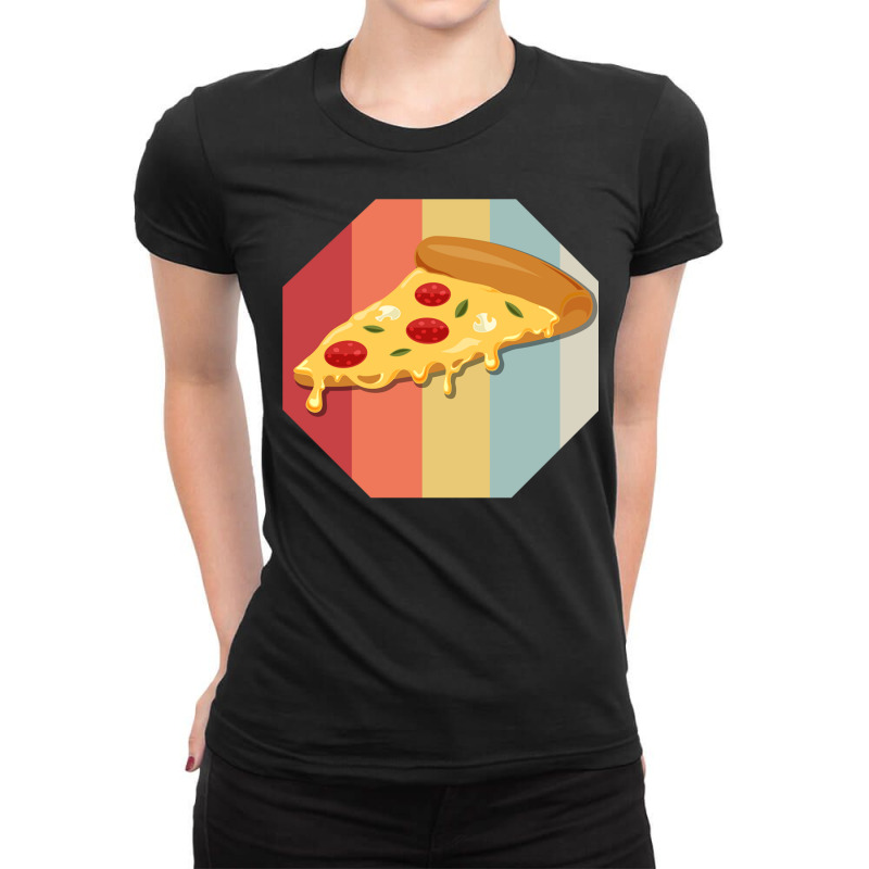 Slice Of Pizza Bistro Margarita Salami Cheese Fast Ladies Fitted T-Shirt by ChuArt. | Artistshot