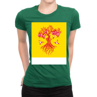 Barnacle Geese On The Tree Green Ladies Fitted T-shirt | Artistshot