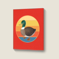 Cute Duck Vintage Retro Sunset Animal Lover Design Portrait Canvas Print | Artistshot