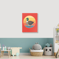 Cute Duck Vintage Retro Sunset Animal Lover Design Portrait Canvas Print | Artistshot