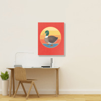 Cute Duck Vintage Retro Sunset Animal Lover Design Portrait Canvas Print | Artistshot