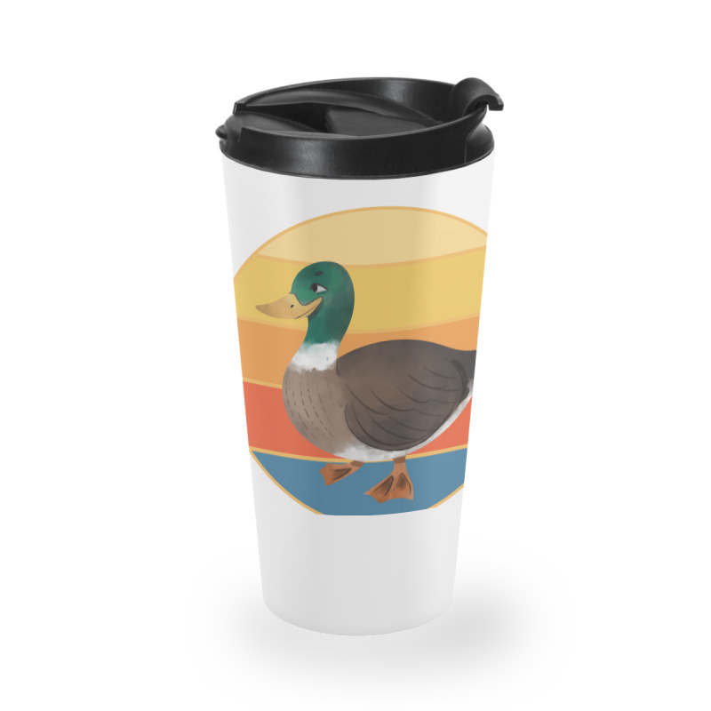 Cute Duck Vintage Retro Sunset Animal Lover Design Travel Mug | Artistshot