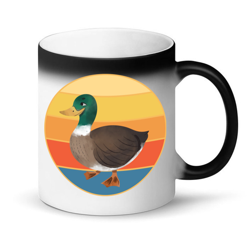 Cute Duck Vintage Retro Sunset Animal Lover Design Magic Mug | Artistshot