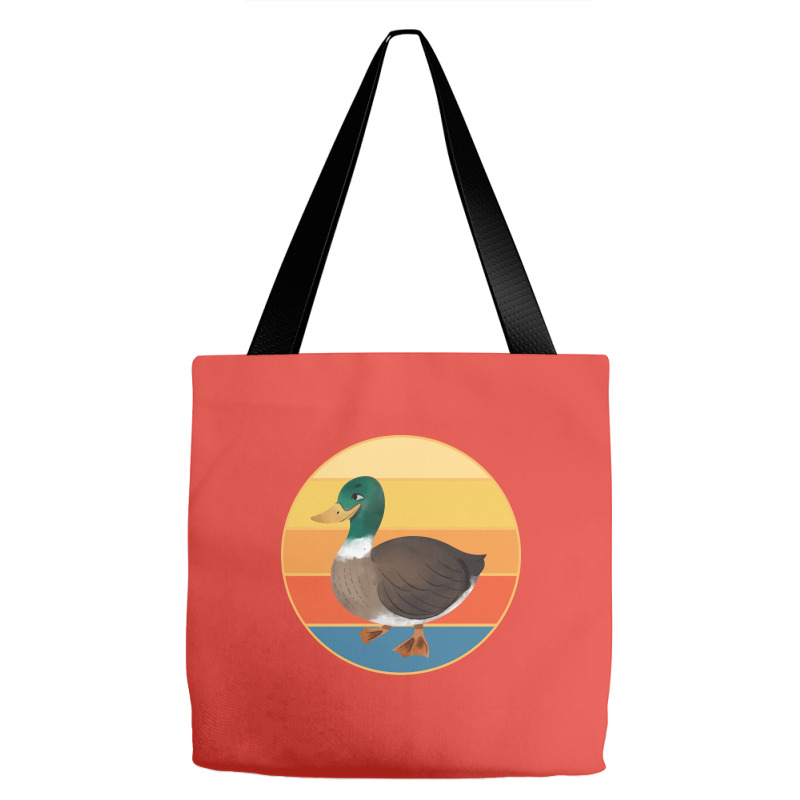 Cute Duck Vintage Retro Sunset Animal Lover Design Tote Bags | Artistshot