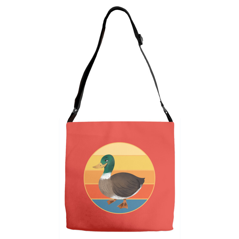 Cute Duck Vintage Retro Sunset Animal Lover Design Adjustable Strap Totes | Artistshot