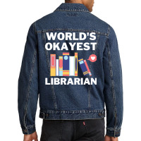 Worlds Okayest And Best Librarian Travel Men Denim Jacket | Artistshot