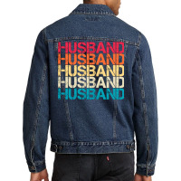 Husband Retro Vintage Sunset Distressed Typography Men Denim Jacket | Artistshot