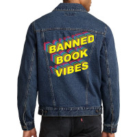 Banned Book Vibes Vintage Rainbow Funny Men Denim Jacket | Artistshot