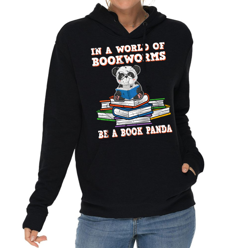 Bookworm Funny Reading Book Panda Reader Stars Lightweight Hoodie by alheklupsm | Artistshot