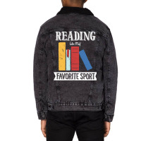 Book Lover  Reading Is My Favorite Sport Reader Re Unisex Sherpa-lined Denim Jacket | Artistshot