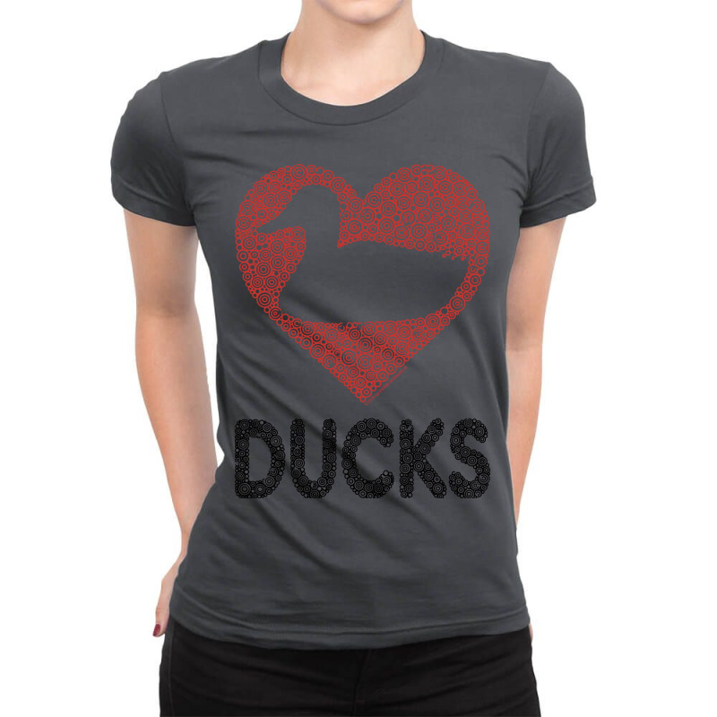 Duck In Red Heart Distressed Circles Design Summer Ladies Fitted T-Shirt by dirbeamzyanl | Artistshot