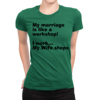 I Work My Wife Shops Vintage Ladies Fitted T-shirt | Artistshot