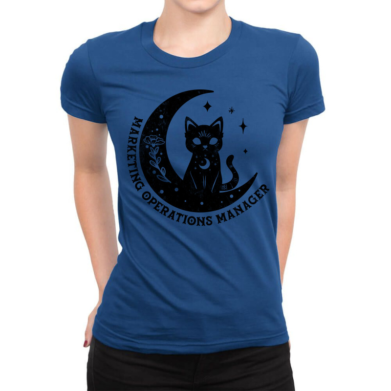 Marketing Operations Manager Magical Cat On Moon D Ladies Fitted T-Shirt by roeliedavao | Artistshot