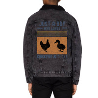 Just A Boy Who Loves Chickens And Ducks Retro Vint Unisex Sherpa-lined Denim Jacket | Artistshot