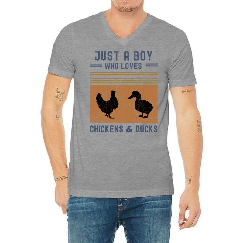 Just A Boy Who Loves Chickens And Ducks Retro Vint V-neck Tee | Artistshot