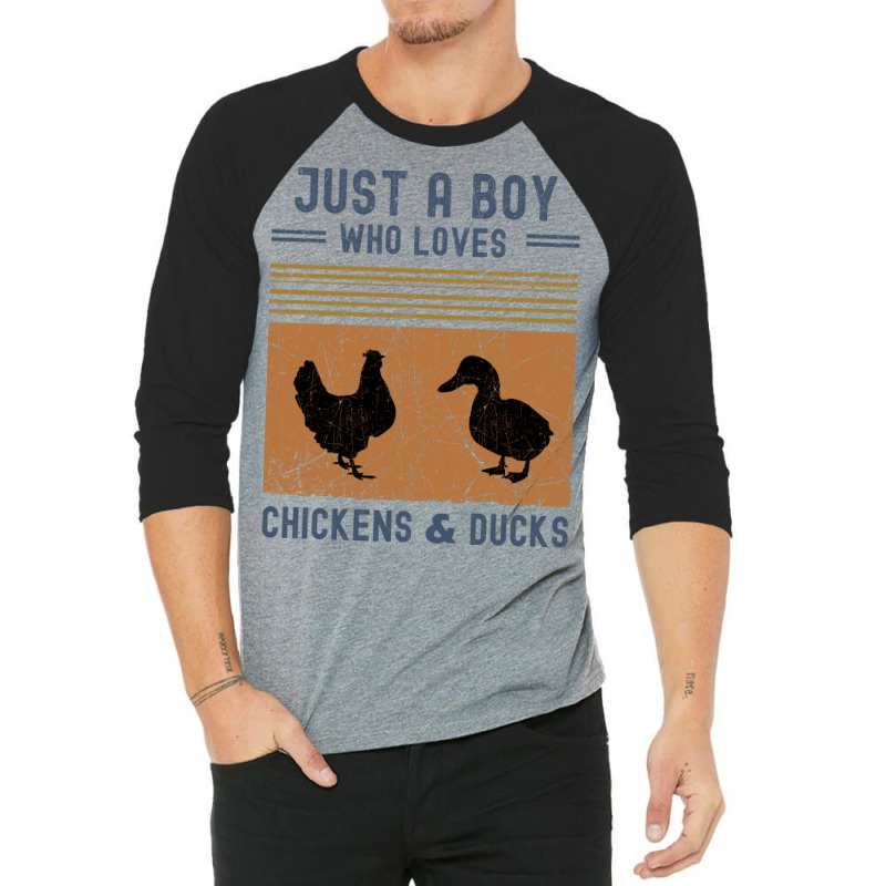 Just A Boy Who Loves Chickens And Ducks Retro Vint 3/4 Sleeve Shirt | Artistshot