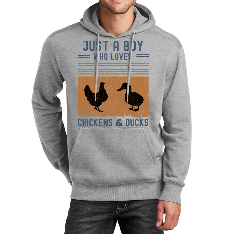 Just A Boy Who Loves Chickens And Ducks Retro Vint Unisex Hoodie | Artistshot