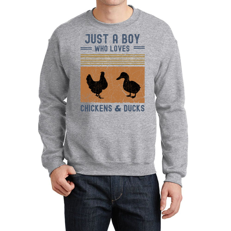 Just A Boy Who Loves Chickens And Ducks Retro Vint Crewneck Sweatshirt | Artistshot