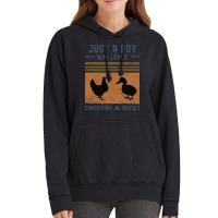 Just A Boy Who Loves Chickens And Ducks Retro Vint Vintage Hoodie | Artistshot