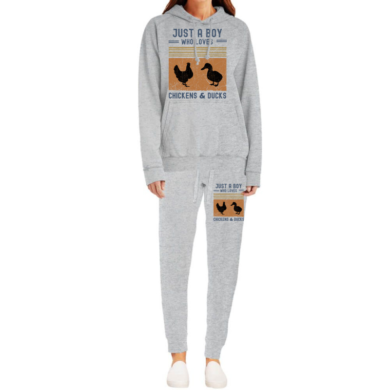 Just A Boy Who Loves Chickens And Ducks Retro Vint Hoodie & Jogger Set | Artistshot