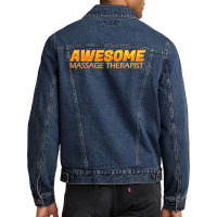 Awesome Massage Therapist Neon Text Sign Typograph Men Denim Jacket | Artistshot