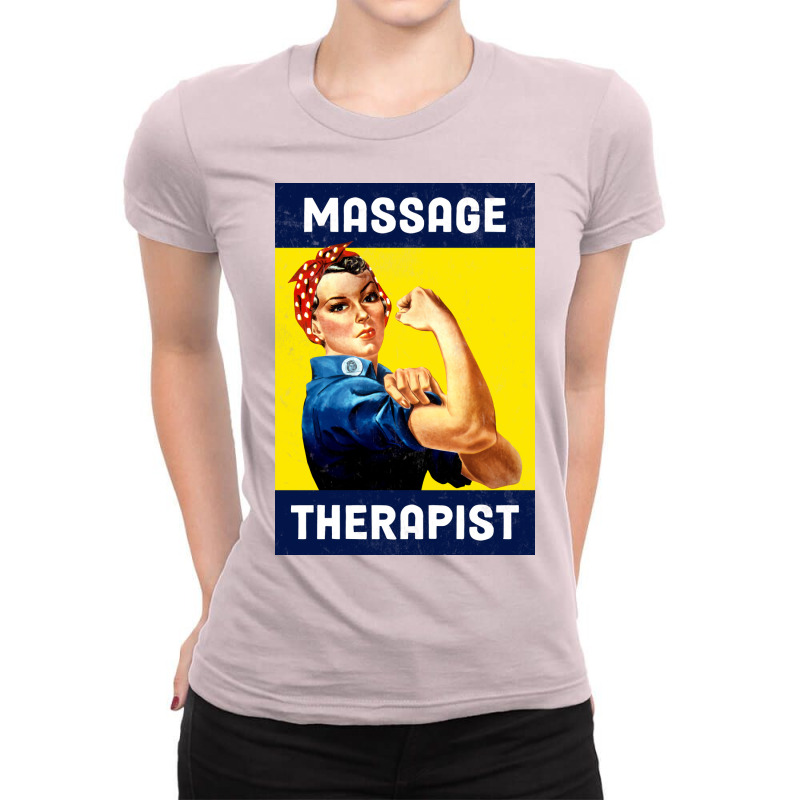 Massage Therapist Rosie The Riveter Poster Design Ladies Fitted T-Shirt by nozademk | Artistshot