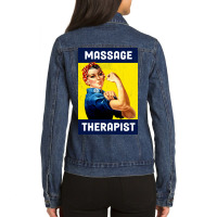 Massage Therapist Rosie The Riveter Poster Design Ladies Denim Jacket | Artistshot