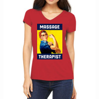 Massage Therapist Rosie The Riveter Poster Design Women's V-neck T-shirt | Artistshot