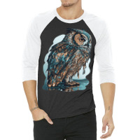 Ocean Sea Water Owl 3/4 Sleeve Shirt | Artistshot