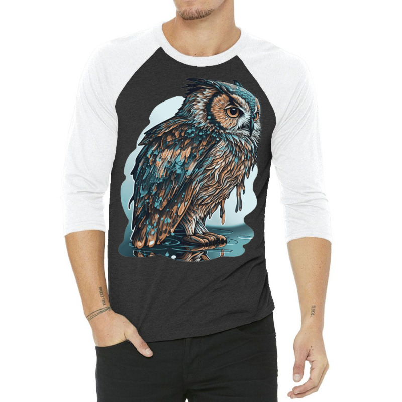 Ocean Sea Water Owl 3/4 Sleeve Shirt by UrielTurner100 | Artistshot