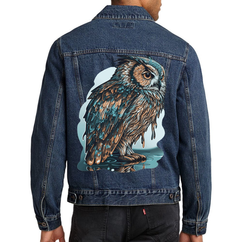 Ocean Sea Water Owl Men Denim Jacket by UrielTurner100 | Artistshot