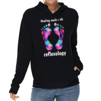 Healing Souls With Reflexology White Text 70s Lightweight Hoodie | Artistshot