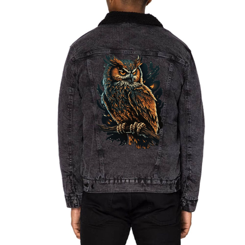 Owl Angry Unisex Sherpa-Lined Denim Jacket by UrielTurner100 | Artistshot