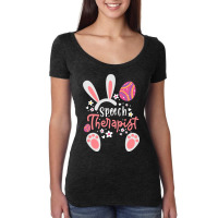 Bunny Speech Language Therapist Slp Happy Easter E Women's Triblend Scoop T-shirt | Artistshot