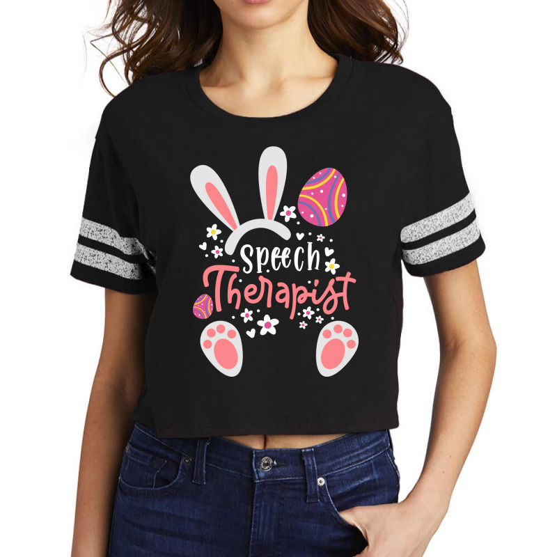 Bunny Speech Language Therapist Slp Happy Easter E Scorecard Crop Tee by spaicperrasu | Artistshot