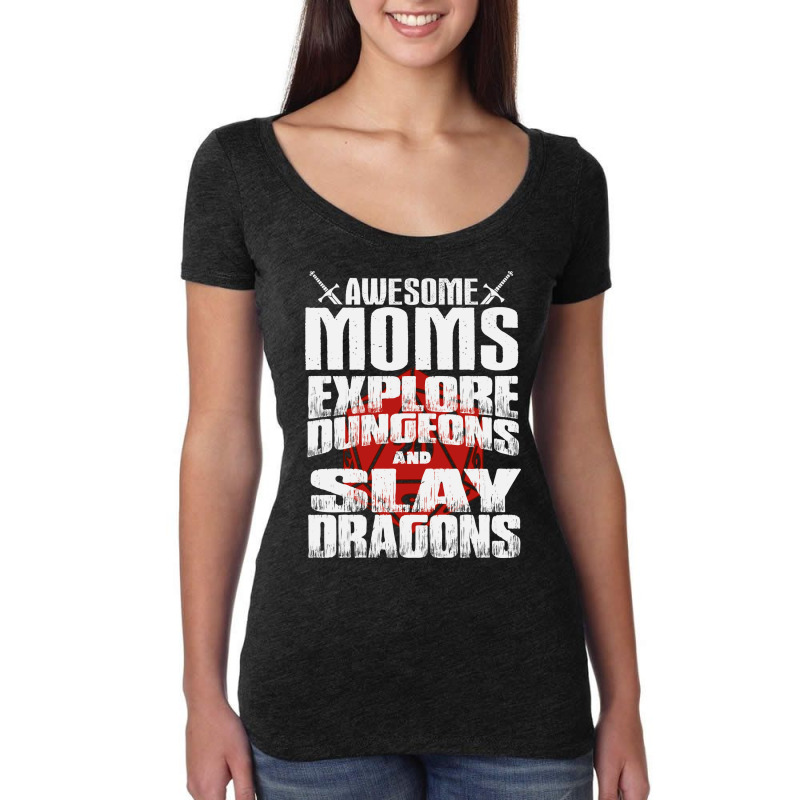 Awesome Moms Explore Dungeons And Slay Dragons Dun Women's Triblend Scoop T-shirt by bobsusherenm | Artistshot