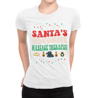 Funny Santas Favorite Massage Therapist Groovy Chr Ladies Fitted T-shirt | Artistshot