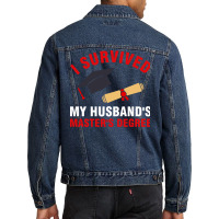 I Survived My Husbands Masters Degree Hipster Men Denim Jacket | Artistshot