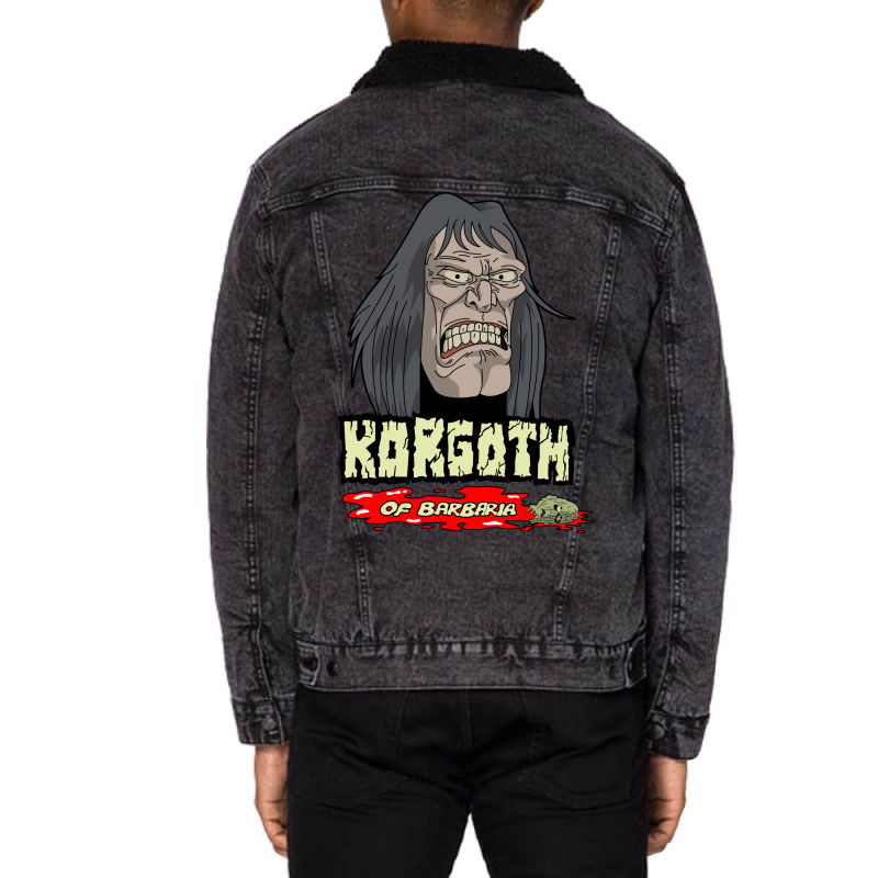 Korgoth Of Barbaria Aesthetic Unisex Sherpa-Lined Denim Jacket by zeynelntiwaam | Artistshot