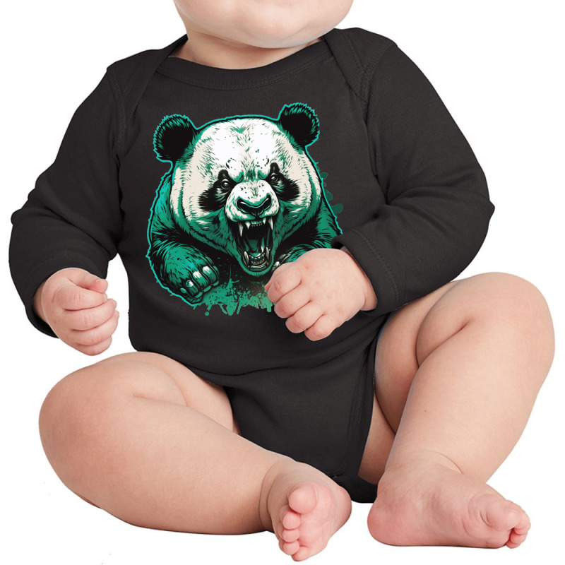 Panda Angry Long Sleeve Baby Bodysuit by YaelWorkman180 | Artistshot