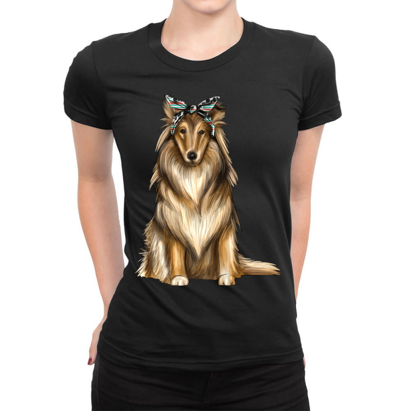 Collie With Bandanna Ladies Fitted T-Shirt by enoddigitalart@gmail.com | Artistshot