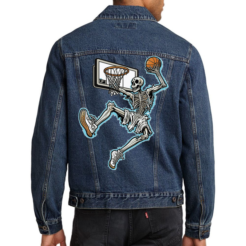 Skeleton Shoot Dunk Basketball Men Denim Jacket | Artistshot