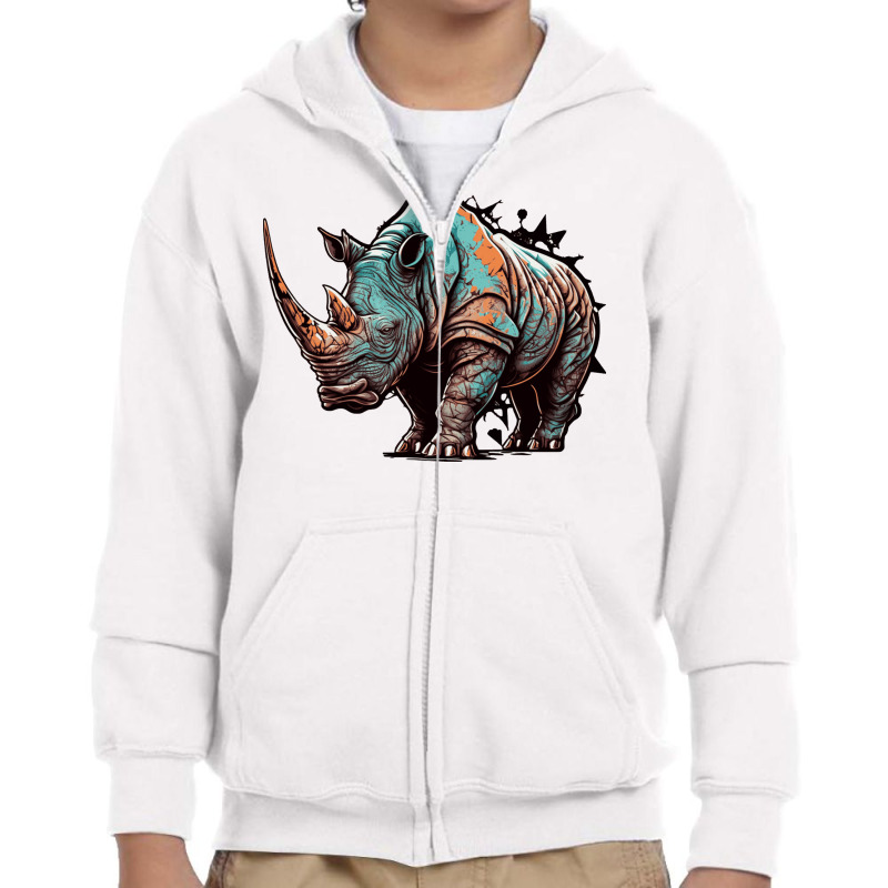 Rhinoceros Angry Youth Zipper Hoodie by ConnorOlson191 | Artistshot