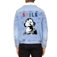 Banksy Graffiti Quote Smile With Girl Unisex Sherpa-lined Denim Jacket | Artistshot