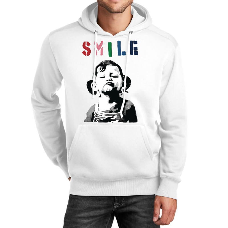 Banksy Graffiti Quote Smile With Girl Unisex Hoodie by wiliamgelas | Artistshot