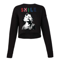 Banksy Graffiti Quote Smile With Girl Cropped Sweater | Artistshot