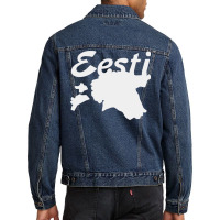 Estonia Country Map Men Denim Jacket | Artistshot