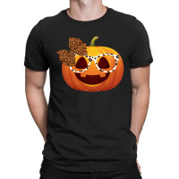 Cute Pumpkin Face With Leopard Print Glasses Girls T-shirt | Artistshot