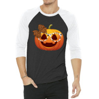 Cute Pumpkin Face With Leopard Print Glasses Girls 3/4 Sleeve Shirt | Artistshot