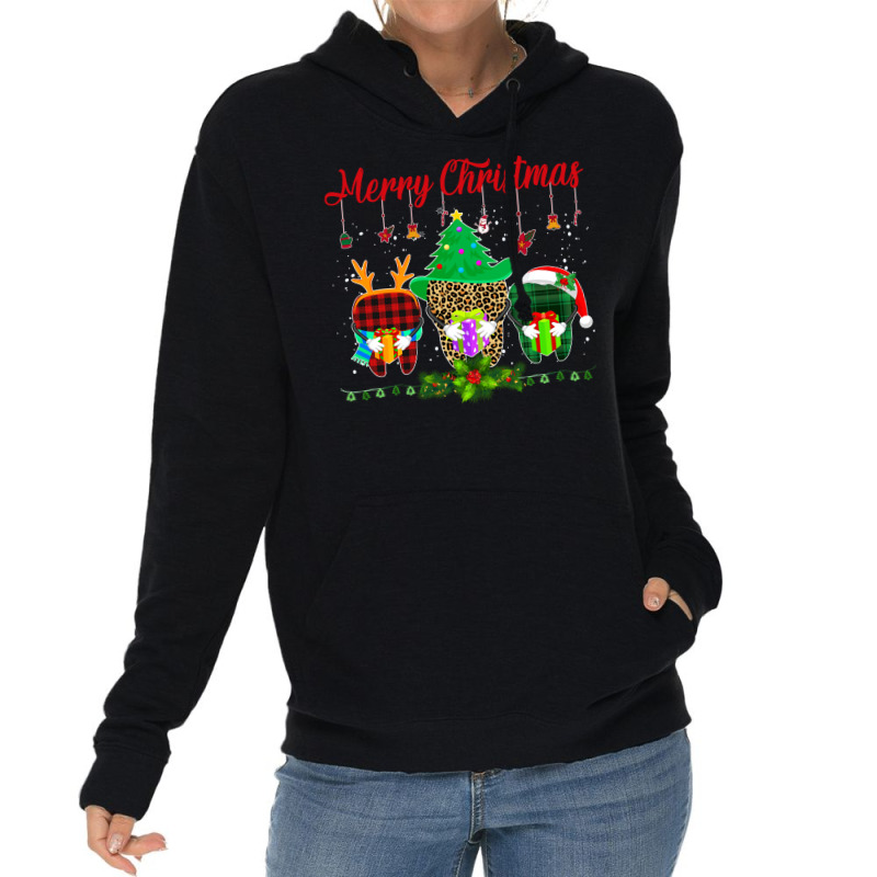 Dentist Christmas Funny Leopard Plaid Tooths Denta Lightweight Hoodie | Artistshot